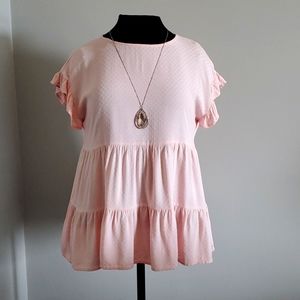 Maurices soft pink tiered babydoll top.